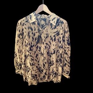NWT Massimo Dutti Leopard Print silk-cotton Blouse, Size medium